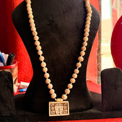 Shree Radha Naam & Radha Ji Charan Chinh Bhaktmal Locket Handmade Original Tulsi Mala | Pyaro Vrindavan Store