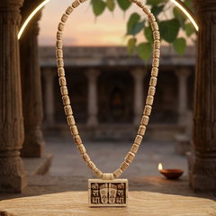 Shree Radha Naam & Radha rani Charan Bhaktmar Tulsi Locate & Radha naam handcrafted Tulsi beats original Tulsi Mala ￼(18 Inch )