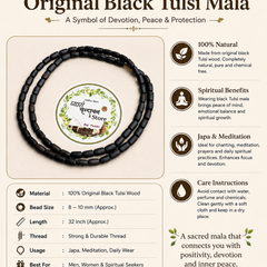 Original Black Tulsi Mala – 2 Round | Natural Tulsi Wood Beads | Spiritual Japa Mala