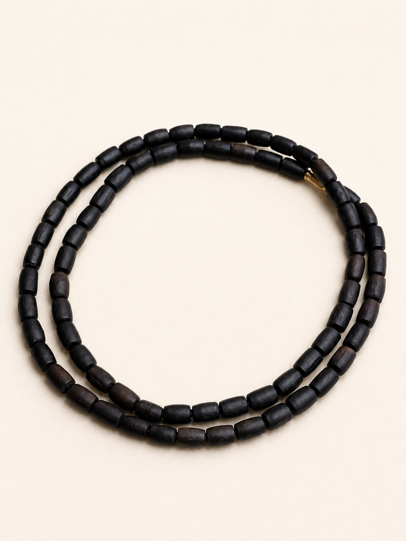 Original Black Tulsi Mala – 2 Round | Natural Tulsi Wood Beads | Spiritual Japa Mala