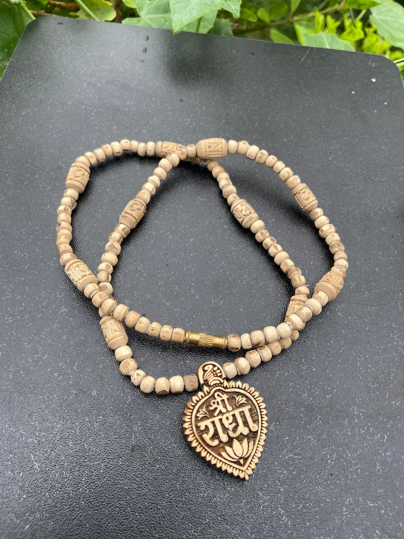 Radha name locket tulsi mala