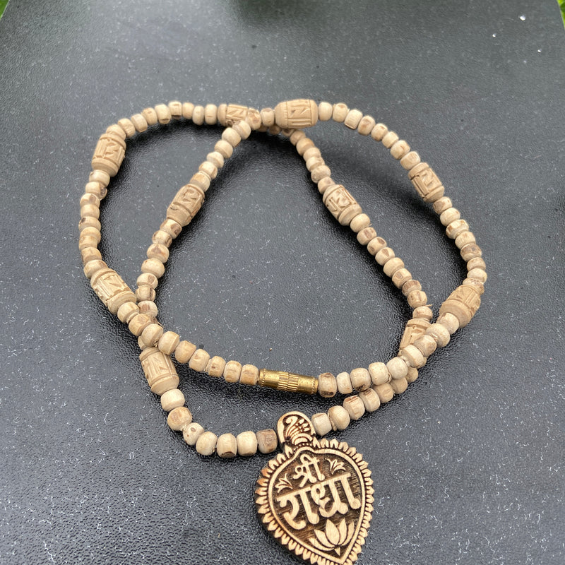 Radha name locket tulsi mala