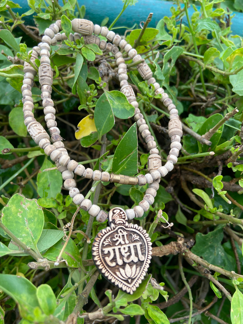 Radha name locket tulsi mala