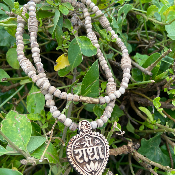 Radha name locket tulsi mala