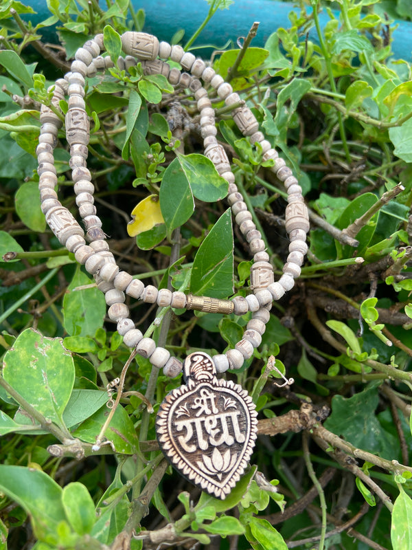 Radha name locket tulsi mala
