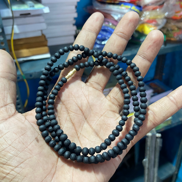 2 round black tulsi mala