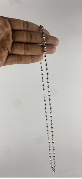 Black silver tulsi mala [18 inch]