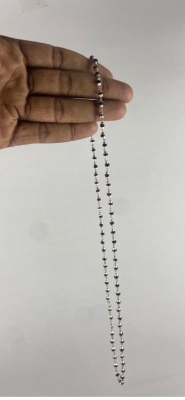 Black silver tulsi mala [18 inch]