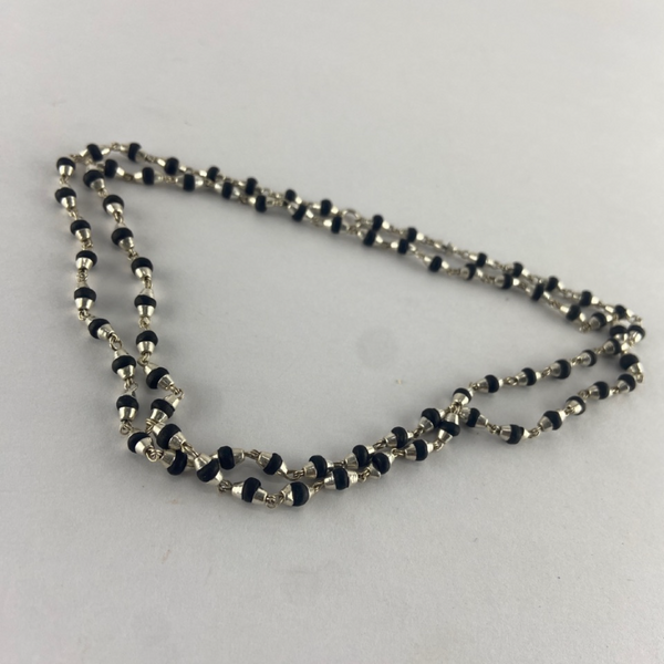 Black silver tulsi mala [18 inch]