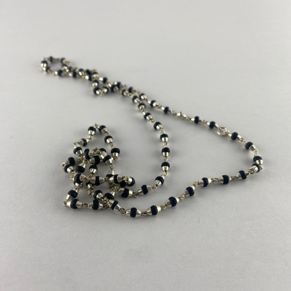 Black silver tulsi mala [18 inch]